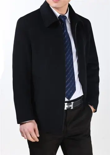 正品梦特娇秋季薄款男式羊毛休闲夹克中年男士爸爸装纯色羊绒外套