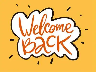 欢迎回来. 手绘字体. 现代毛笔书法. 孤立在黄色背景上.照片