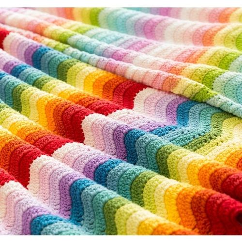 手工编织妈妈孕期编织钩针毯子儿童彩虹毯宝宝盖被diy毛线材料包