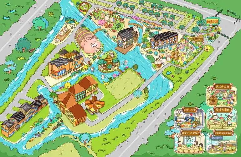 游乐场手绘地图插画