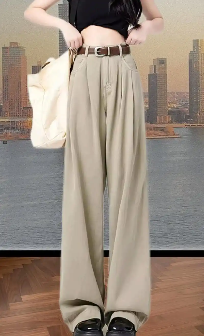 小个子宽松垂感拖地裤
