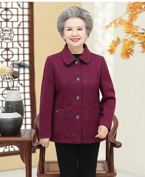 品牌(高品质)唐篇奶奶春秋外套中老年人妈妈60岁衣服女老太太长袖上衣