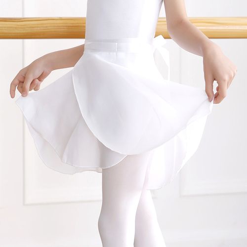 儿童舞蹈服女童练功服芭蕾舞白色雪纺纱裙演出服半身小围裙一片裙