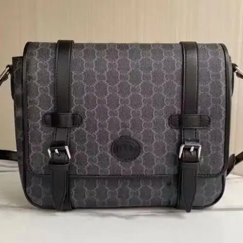 中古原厂酷奇老花经典潮流时双g男士邮差包单肩斜挎包商务包男包