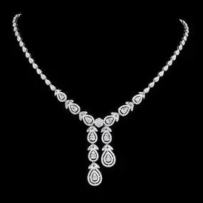 美梓珠宝 4克拉晚装钻石项链套链 18k白金豪华群镶真钻华丽感优雅