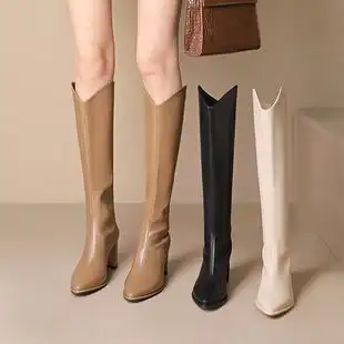 泉缘清骑士靴长筒靴女秋冬靴子2022新款爆款冬季高跟小个子高筒靴