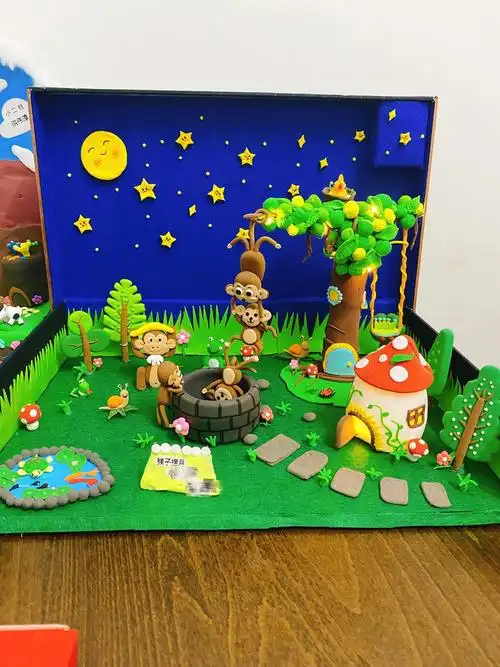 猴子捞月手工故事盒子