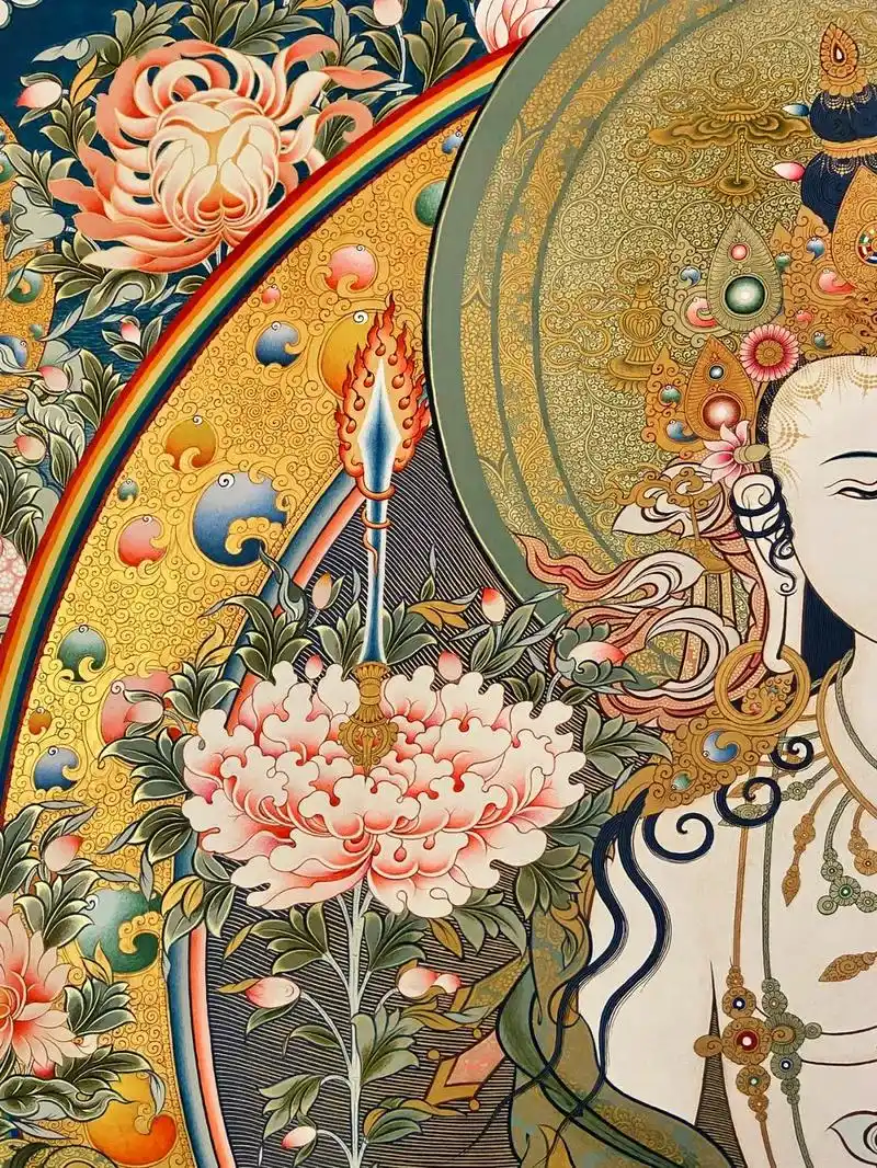 精品唐卡 白文殊菩萨,也称智慧轮文殊#唐卡艺术 #藏传文玩  - 抖音