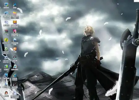 想要一个克劳德的win7桌面图片是下面的 但是都有桌面图标 求主题包啊