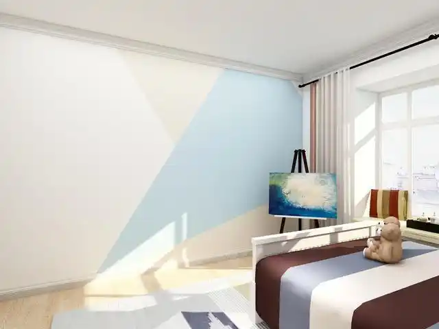 而且现在人们选择刷乳胶漆墙面还会有更创意的设计,其中刷几何图形就