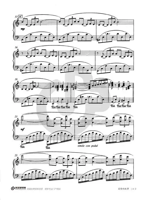 爱情的故事 - 理查德·克莱德曼钢琴谱-理查德·克莱德曼钢琴谱-环球