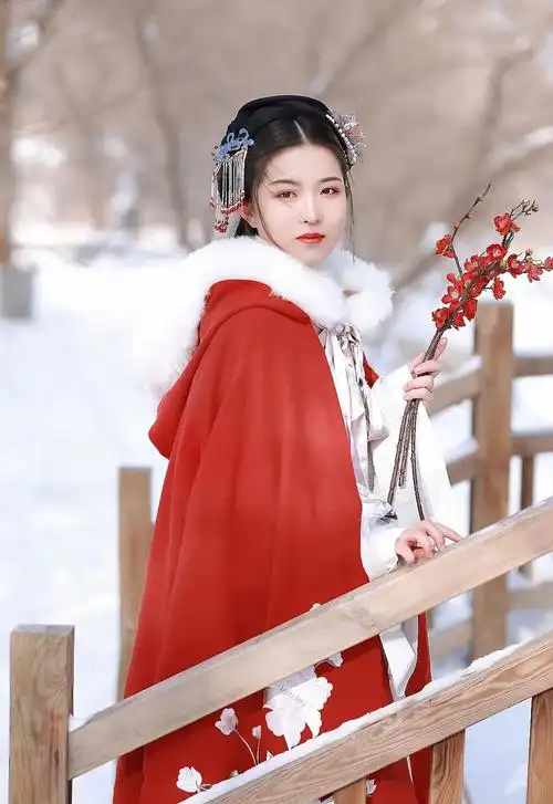 雪中汉服壁纸昔去雪如花今来花似雪