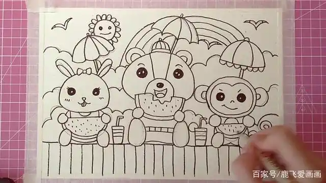 创意美术儿童画教程丨春天来啦,一起去郊游丨绘画步骤图