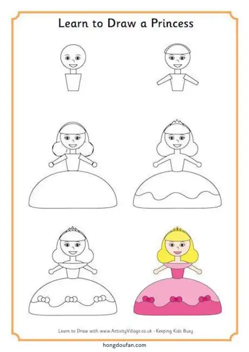 learntodrawapriness一步一步学习画一个公主公主的超级简单画法