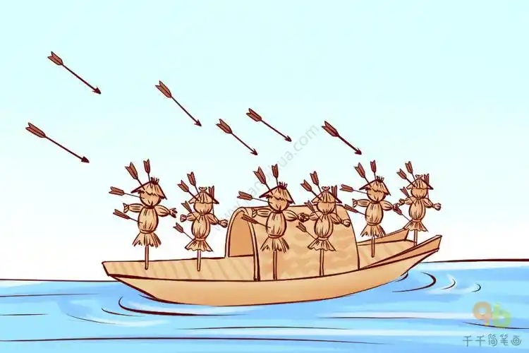 成语故事草船借箭简笔画