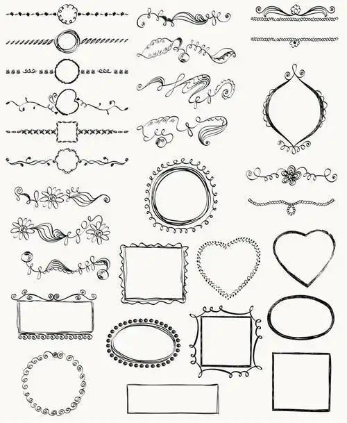 可爱花边边框简笔画素材花边边角简单关于大自然的阅读记录卡花边手