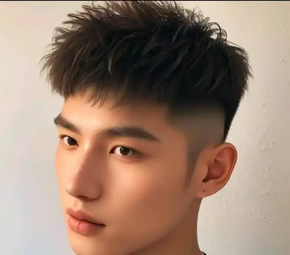 侧勺短发:这是一种比较流行的侧勺男士发型.