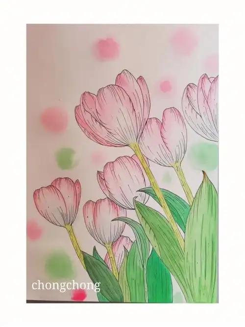 画点简单的郁金香