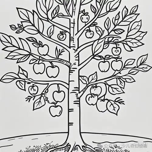 苹果树线描技法