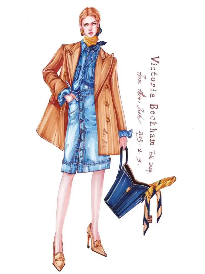 97马克笔职业装手绘服装效果图 - 抖音