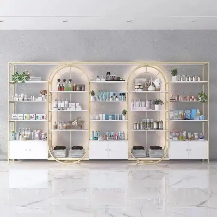 简约化妆品展示架美容院产品展示柜美甲收纳.