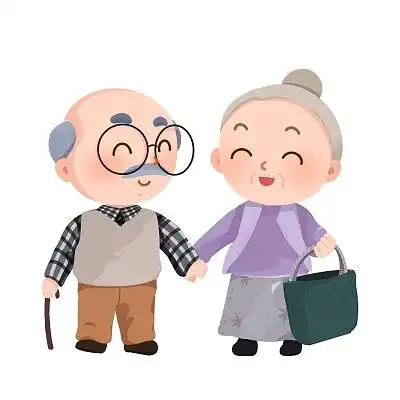 分一个男人照顾残疾人的背景养老行业卡通手绘关爱帕金森老人原创小素