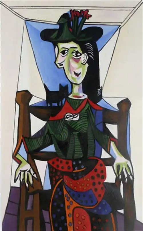 第一幅,便是毕加索的《多拉·马尔与猫》.