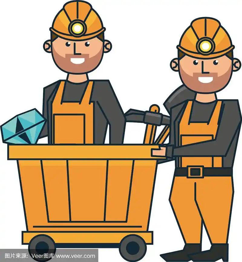 采矿与工人卡通