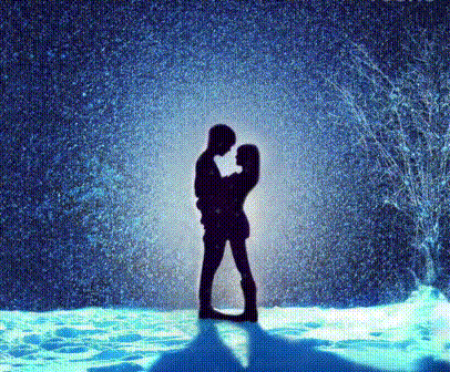 月夜唯美情侣拥抱甜蜜gif动图_动态图_表情包下载_soogif