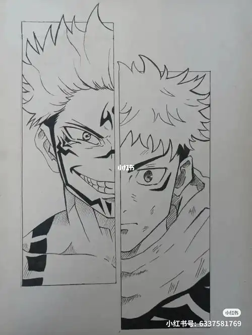 临摹  #咒术回战  #黑白画临摹  #虎杖悠仁  #手绘临摹  第一张临摹