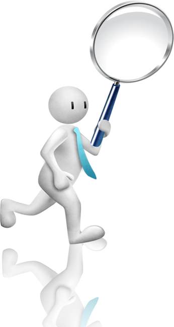 3d小人手拿放大镜ppt素材图片