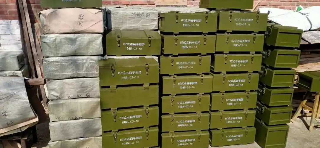 全木质手工弹药箱表演装饰话剧道具模拟训练67式手s榴弹实木箱子