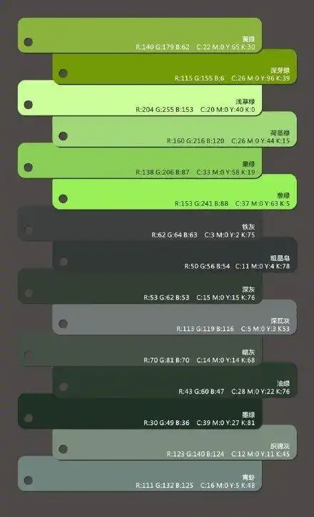 码住! 中国传统配色附rgb及cmyk色值