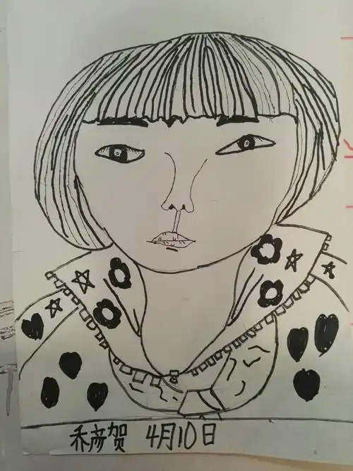 儿童人物线描写生,是儿童通过感性直观对人物的表现,纯粹,直接,生动