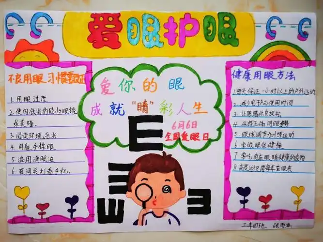 爱你的眼,成就"睛"彩人生--明德三年四班全国爱眼日手抄报集锦