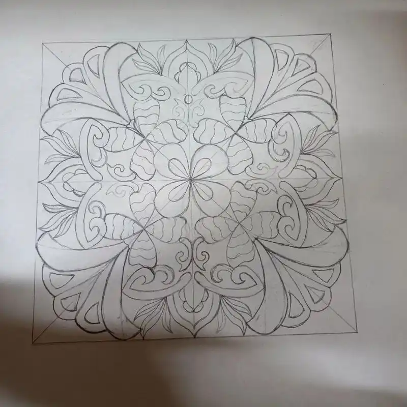 四方连续图(期末作业)  图案是自己拼接设计的,颜色没有把握好,涂出来