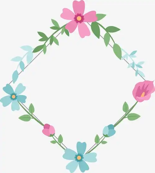 春天花卉花边装饰图案