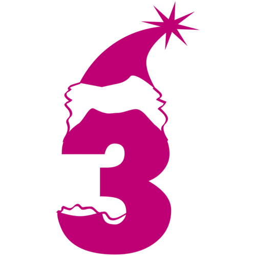 卡通手绘圣诞节粉色数字3图片