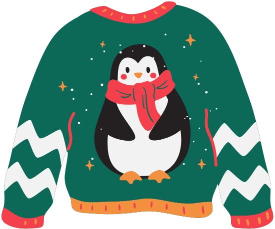 圣诞卡通毛衣撞色多彩插画元素衣服