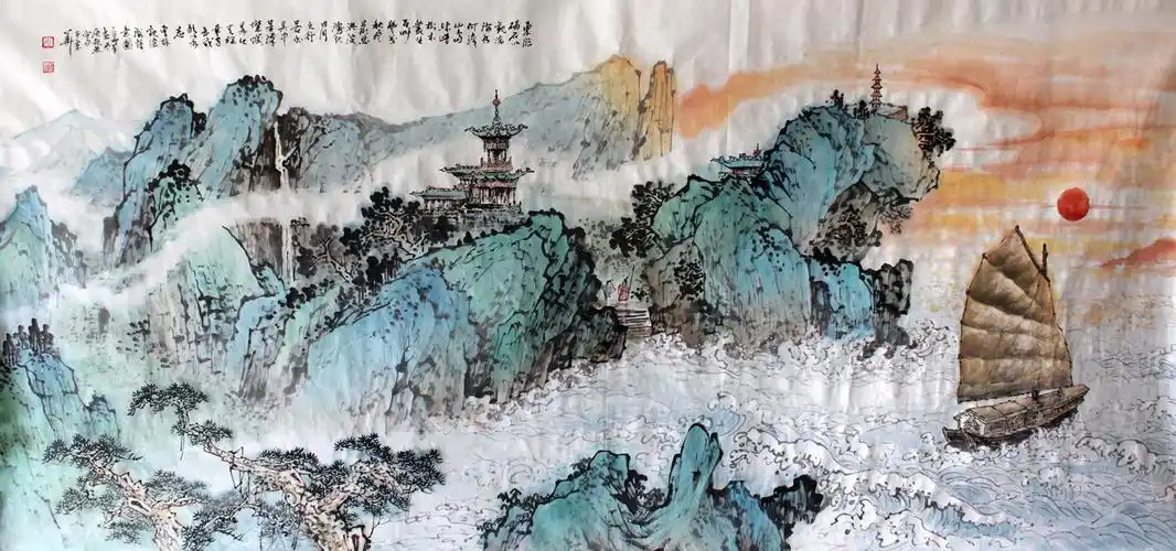 【已售】庾超然八尺精品山水《观沧海》