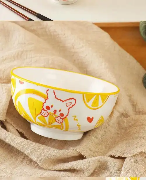 桑菽陶瓷碗家用套装组合儿童卡通碗可爱少女心网红餐具一个人创意饭碗
