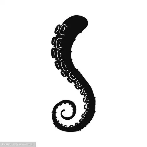 分开的章鱼触手-孤立的黑色剪影在白色的背景.