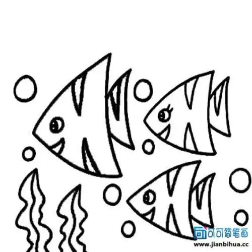 幼儿简笔画构图小鱼