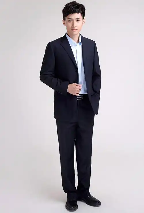 小驳头长袖男士职业装定制格式