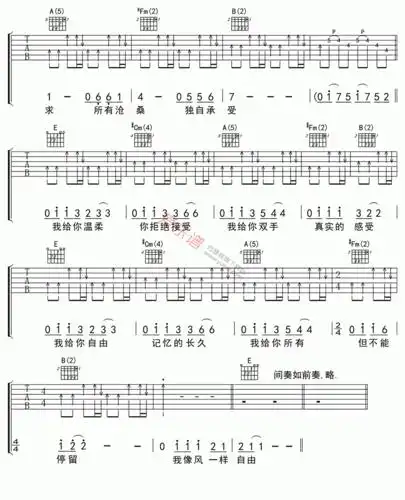 许巍许巍像风一样自由吉他谱