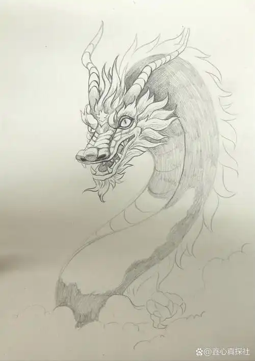 儿童创意素描《龙》龙年贺新春