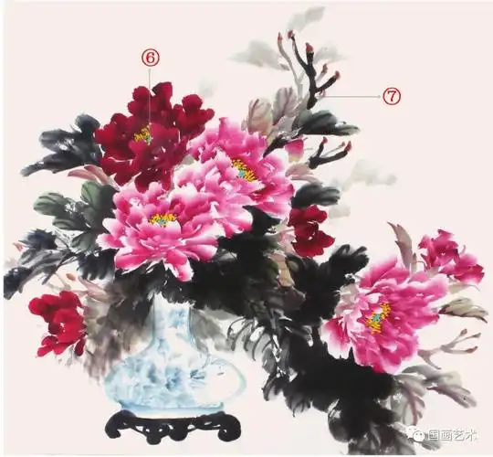 简单小教程,学画写意花瓶牡丹
