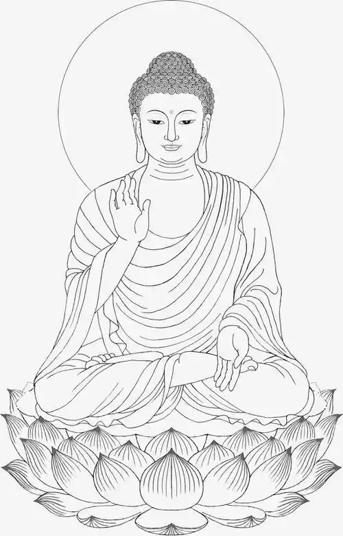 手绘线描如来佛