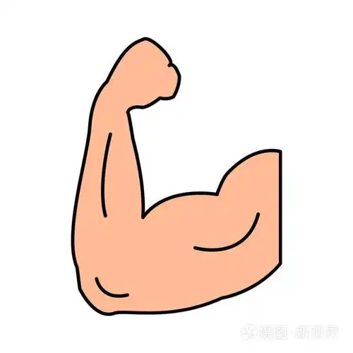 健身器肌肉手臂轮廓,白色背景上的矢量图标