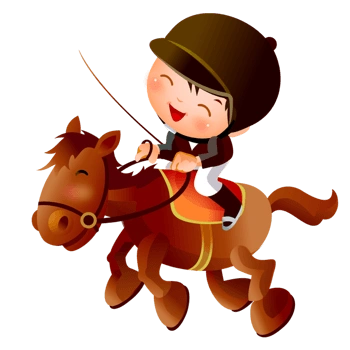 开心骑马的小男孩